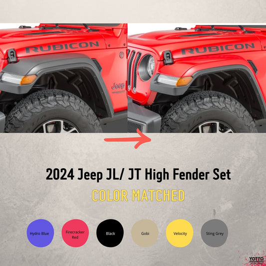 18-24 Jeep Wrangler : High Fender Color Matched Painted Set