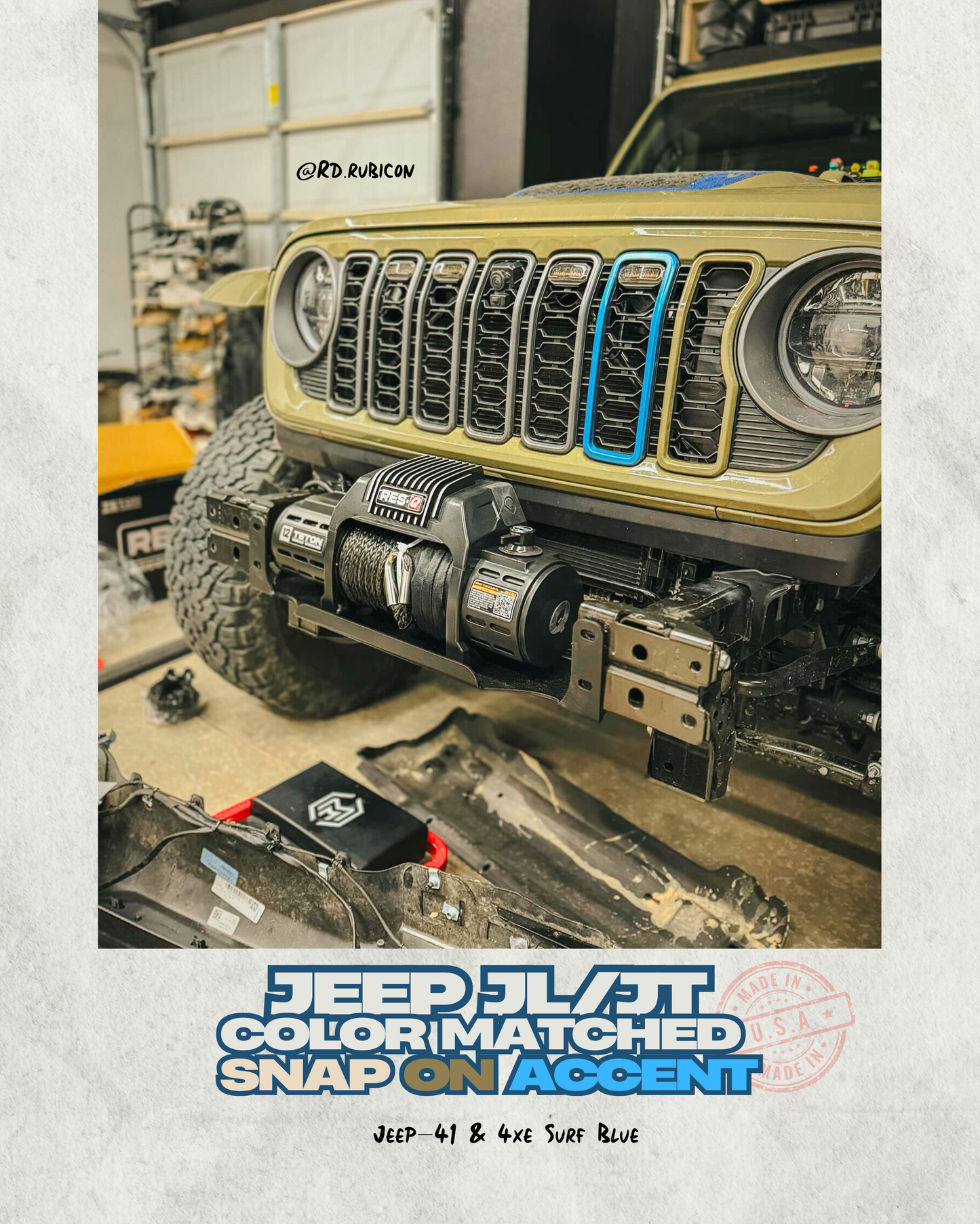 Snap On Slot Cover for 24-25 Grille Wrangler JL JT Grille