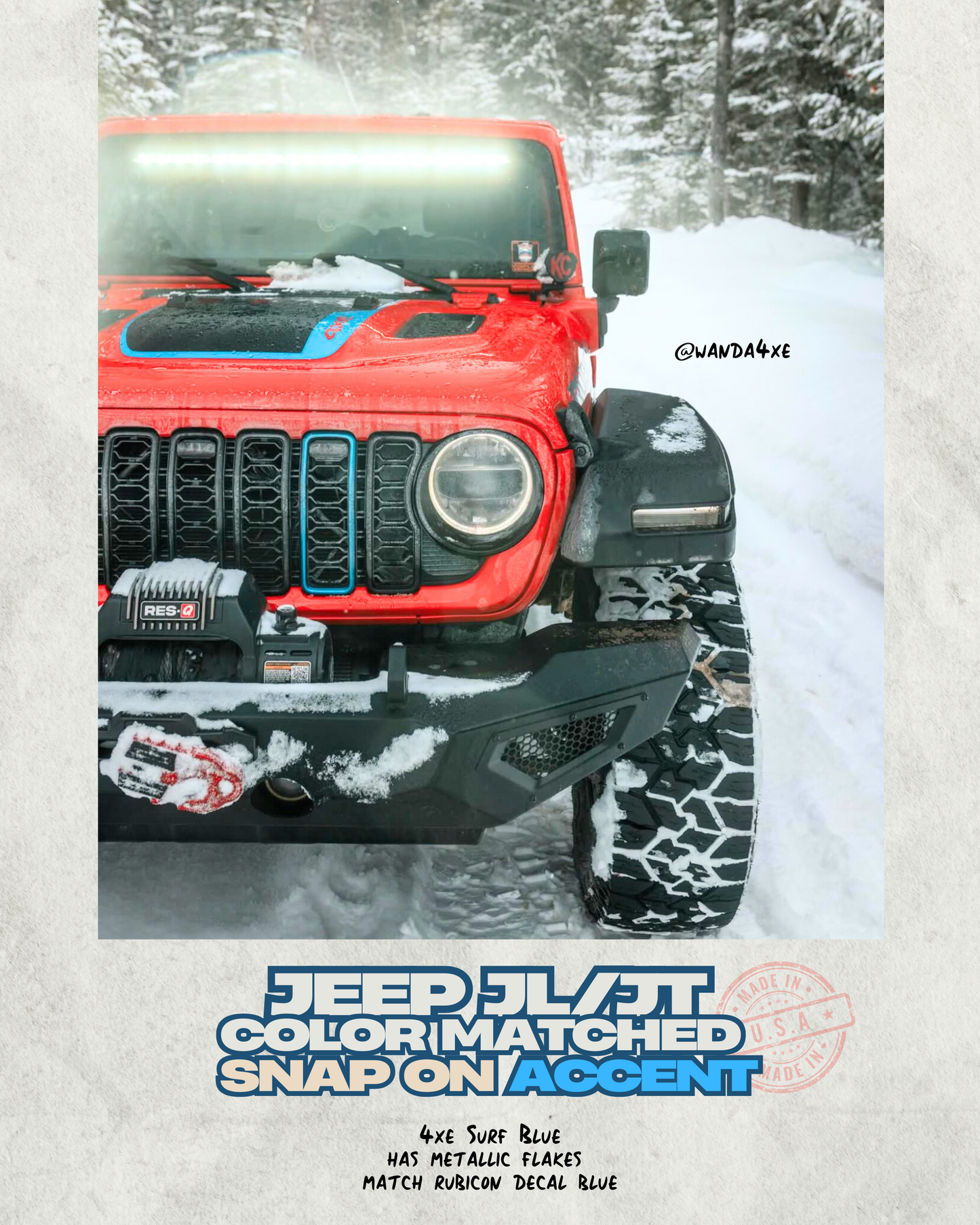 Snap On Slot Cover for 24-25 Grille Wrangler JL JT Grille