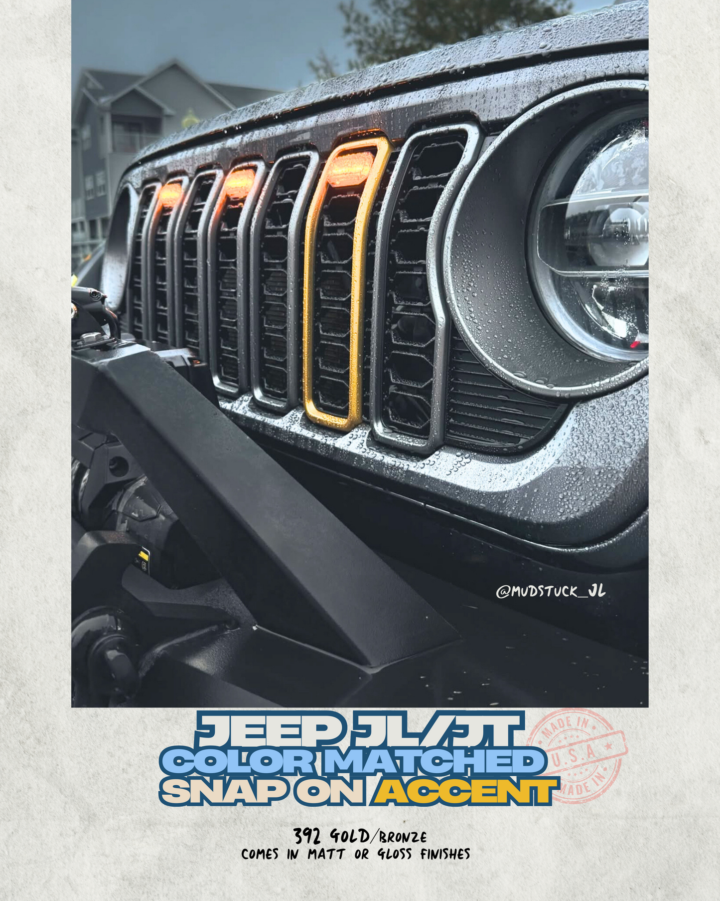 Snap On Slot Cover for 24-25 Grille Wrangler JL JT Grille