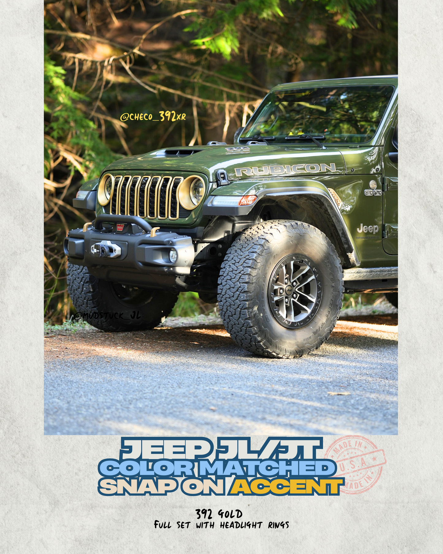 Snap On Slot Cover for 24-25 Grille Wrangler JL JT Grille