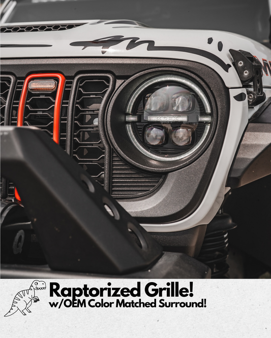 Two-Tone Raptorized/Color Matched Willys Grille for Jeep Wrangler JL & Gladiator JT