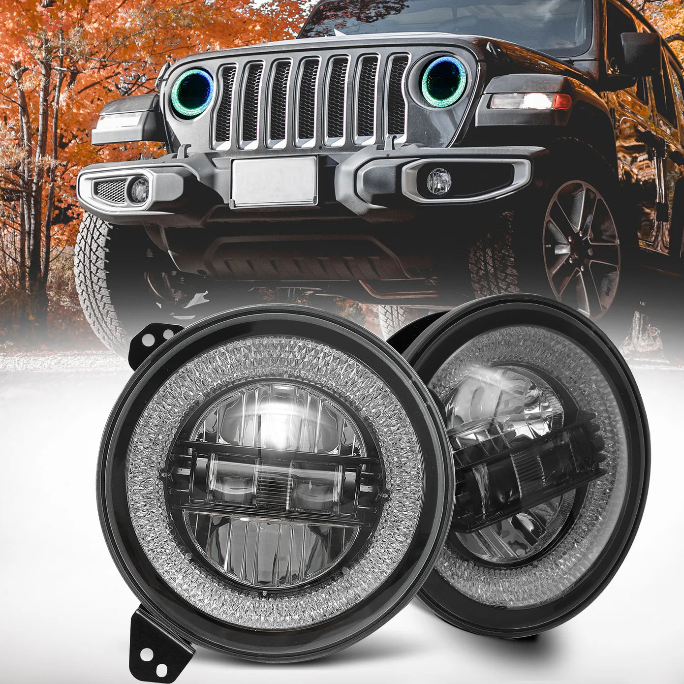 9 inch Diamond Series RGB Halo LED Headlights for 18-24 Jeep JL/JT