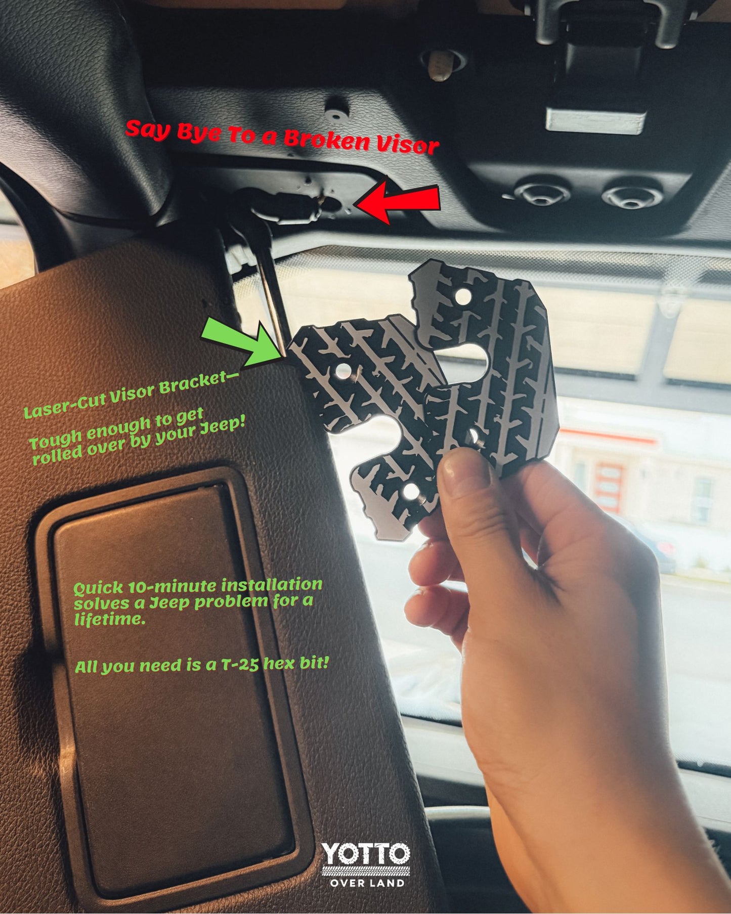 Sun Visor Fixer Bracket for Jeep Owners - Tough Enough To BAJA!