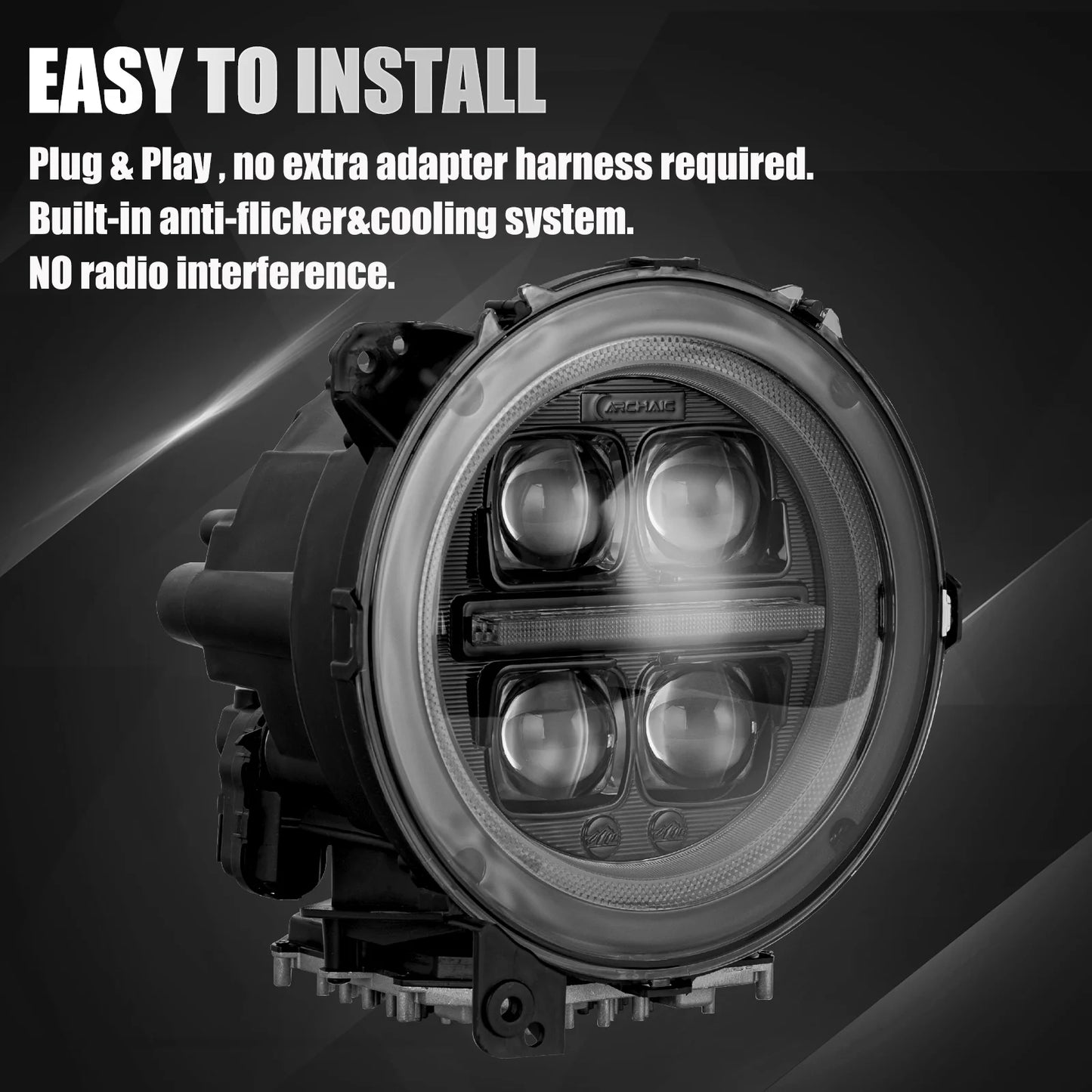 9" 3D Quad Projector LED Headlights with White/Amber DRL for Jeep Wrangler Gladiator JL JT 2018+