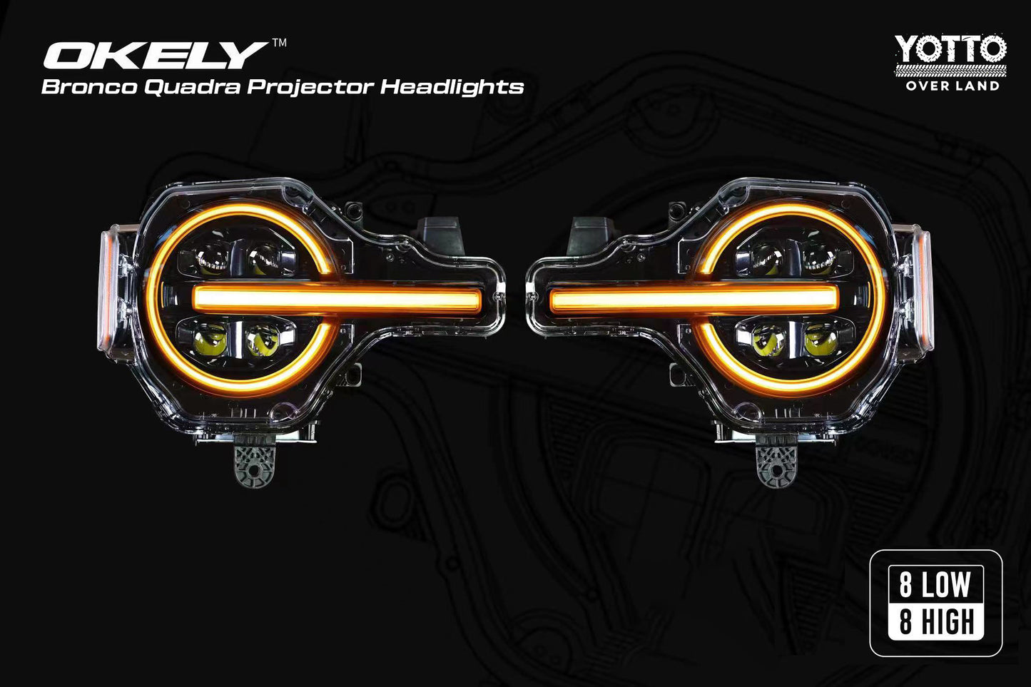 Bronco Quadra Proj Flow State Dual Color DRL Headlights