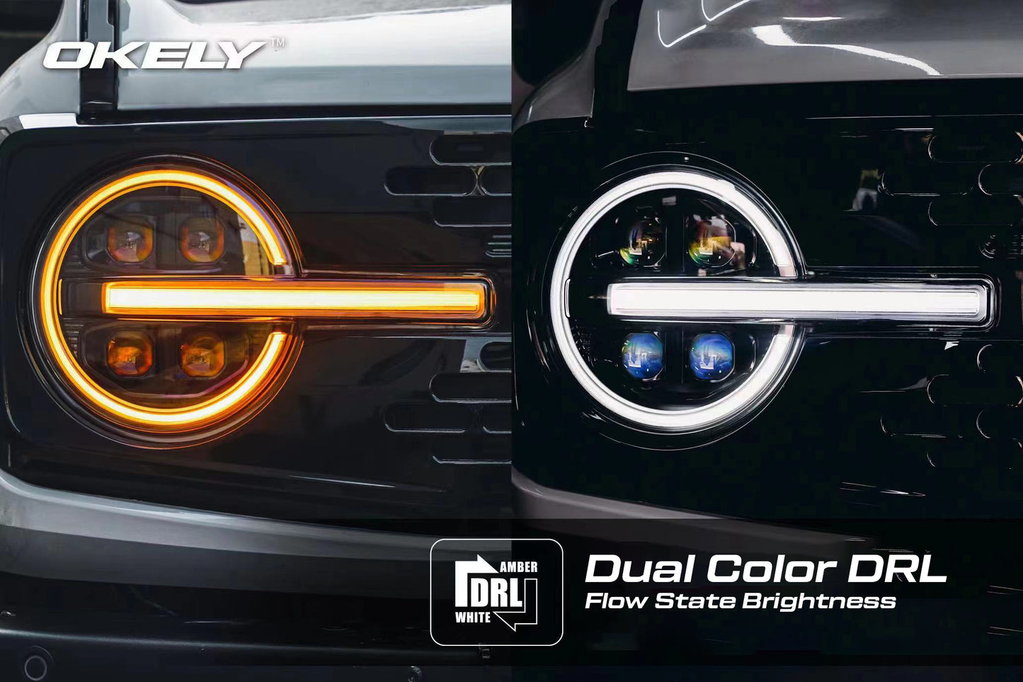 Bronco Quadra Proj Flow State Dual Color DRL Headlights