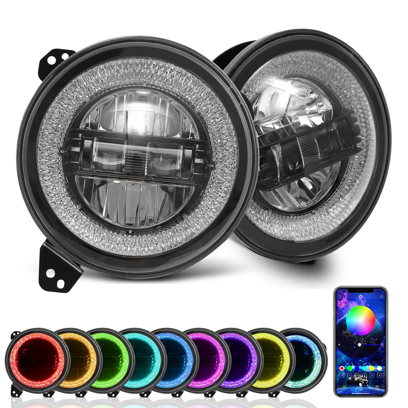 9 inch Diamond Series RGB Halo LED Headlights for 18-24 Jeep JL/JT