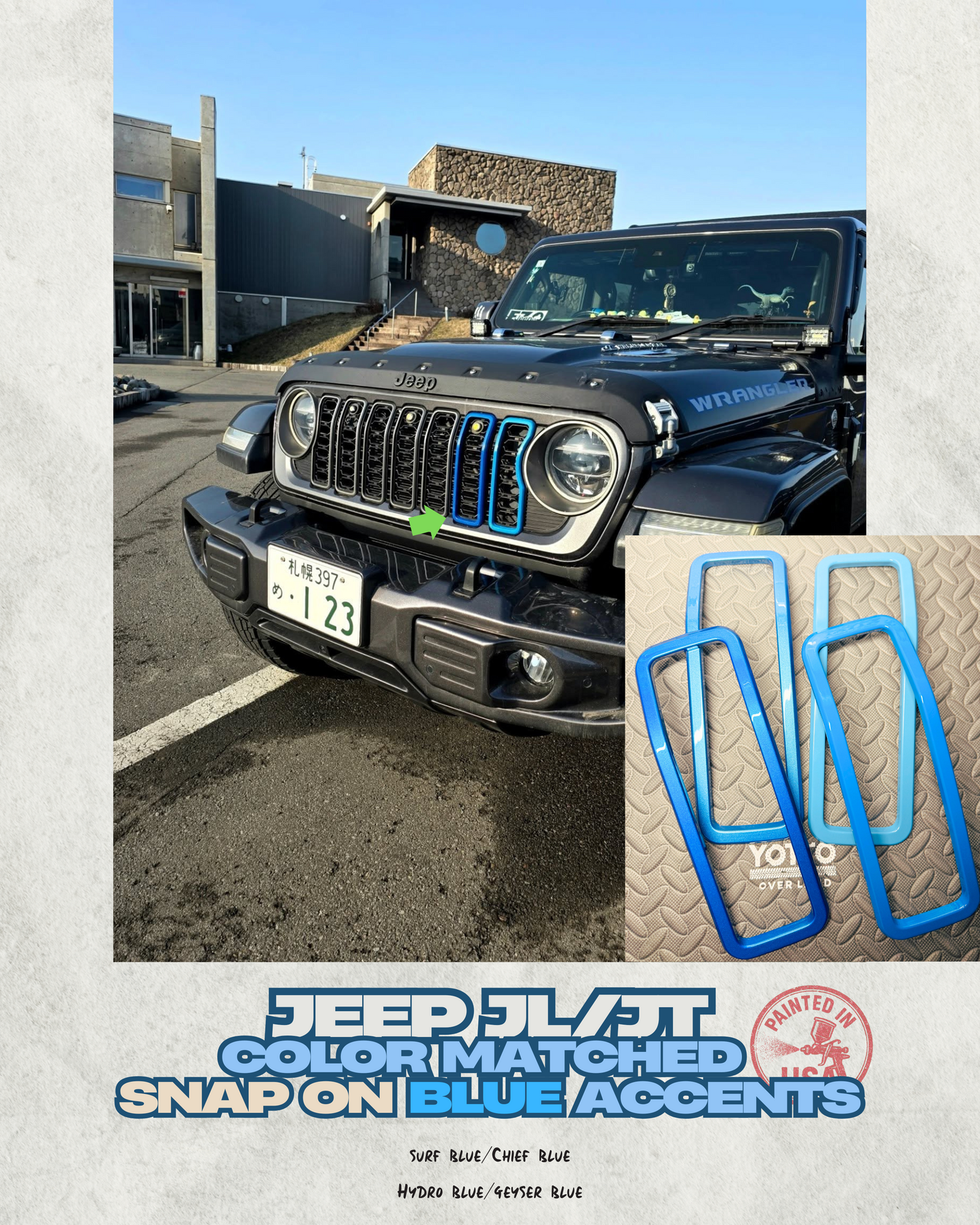 Snap On Slot Cover for 24-25 Grille Wrangler JL JT Grille