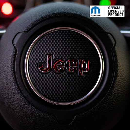 JEEP Steering Wheel Emblem Overlay Decal | Topographic Map Print