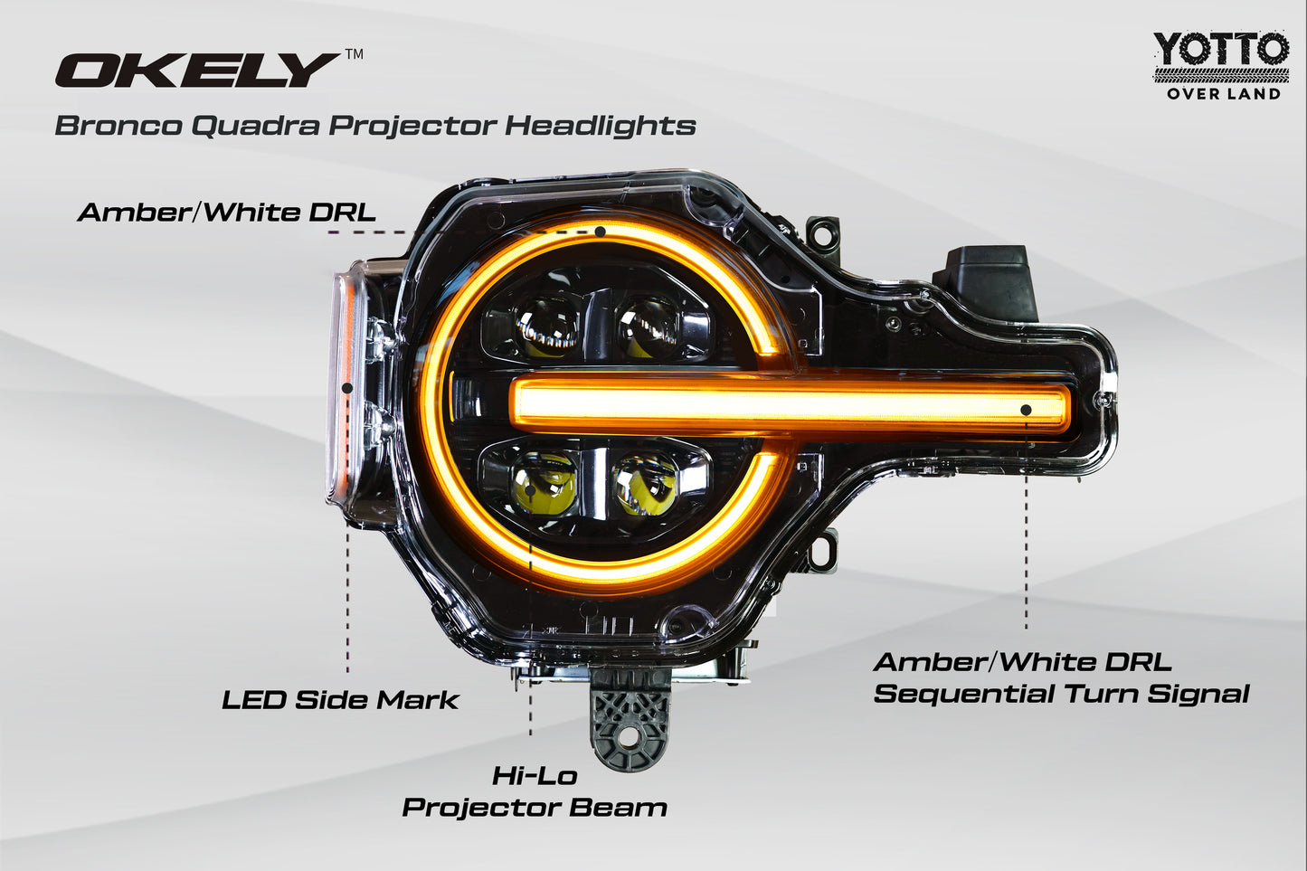 Bronco Quadra Proj Flow State Dual Color DRL Headlights