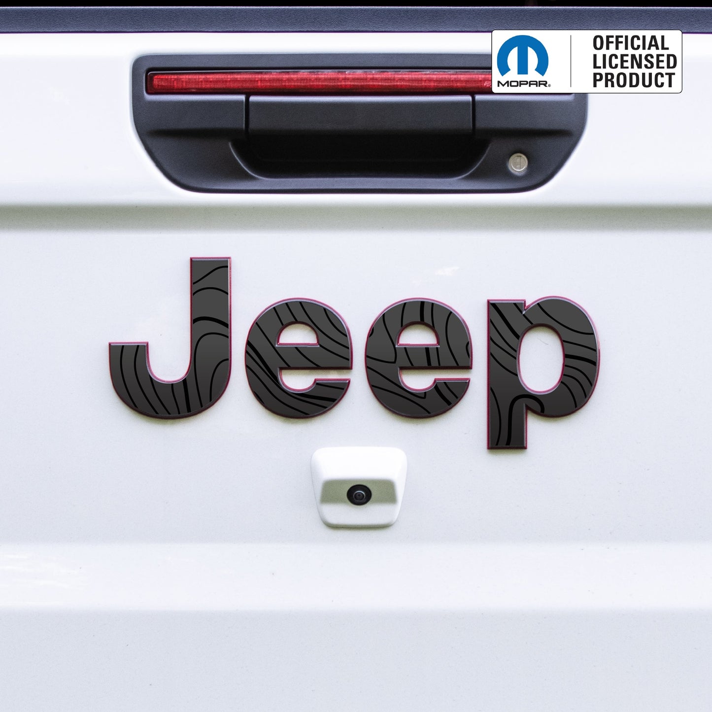 Jeep Emblem Overlay Decals – Black on Black Topo | Fits 2020+ Jeep Gladiator