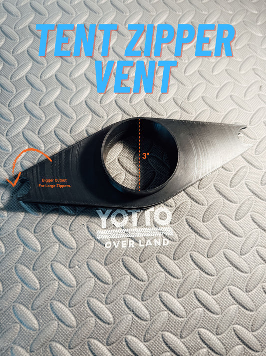 Tent Zipper Vent for Diesel Heater/AC 3" Ducting 3D Printed